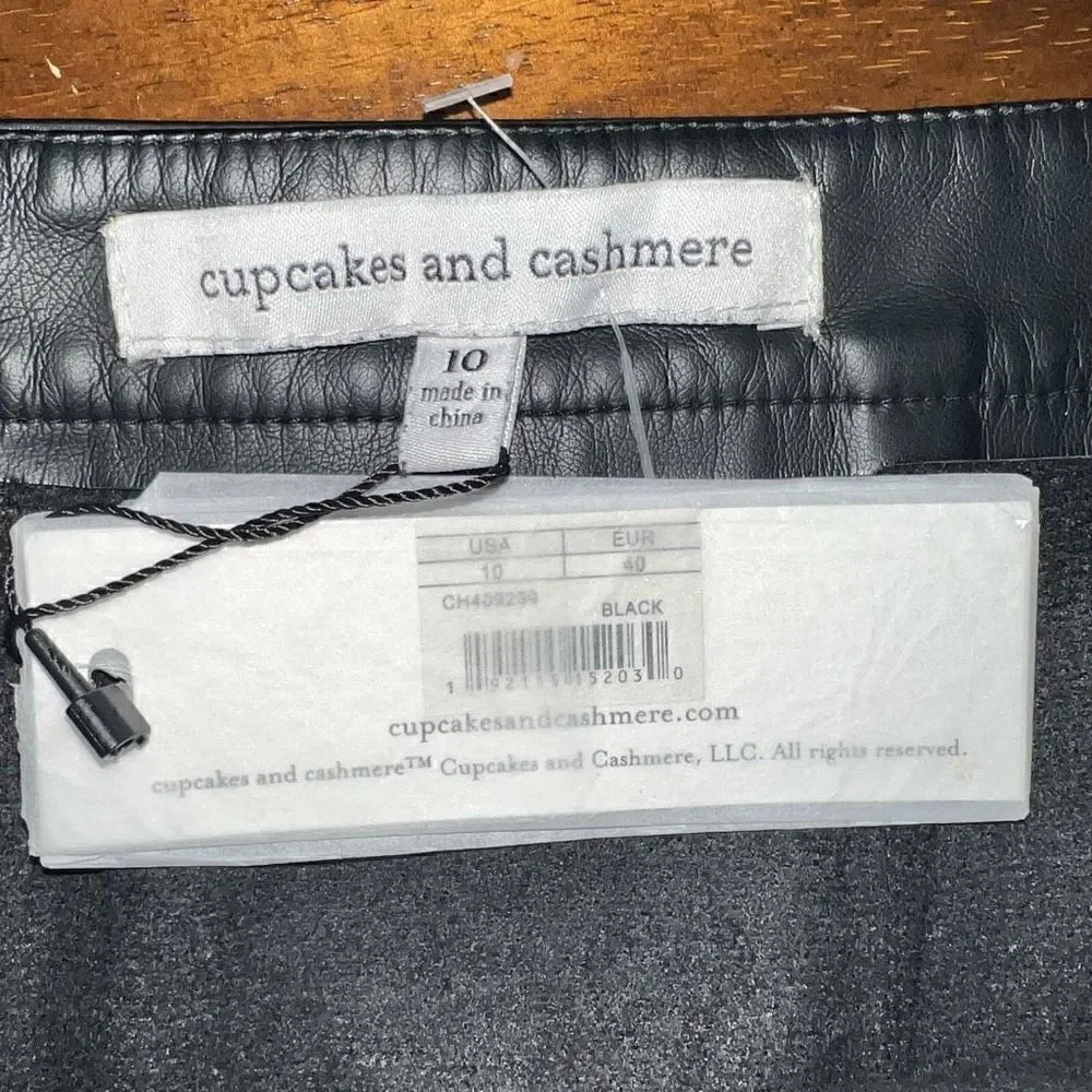 Cupcakes And Cashmere Womens Black Zip Faux Leather Pencil Skirt Size 10 New